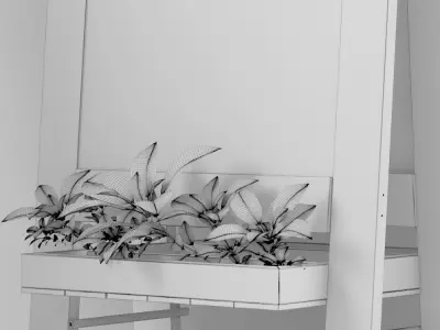 chalk board 05  with plants 3D model