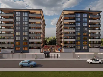 Modern Residential Apartment Site Complex Lumion Scene 3D model