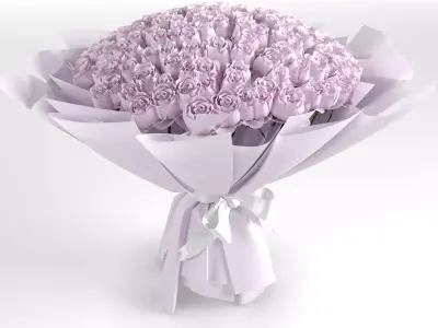 Bouquet of 100 rose roses 3D model