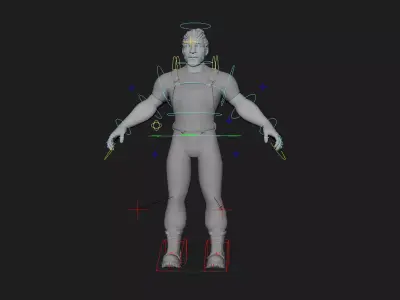 Game Ready Male Character Rig for Maya  Full Body Rig Low-poly 3D model