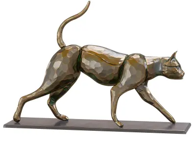 Cat statue Low-poly 3D model