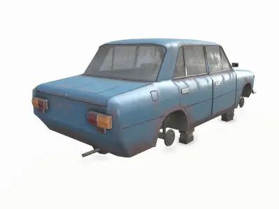 Soviet abandoned car Low-poly 3D model