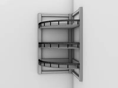 Modern Corner Wall Shelf 3D Model 3 Variants Wood And Glass Low-poly 3D model