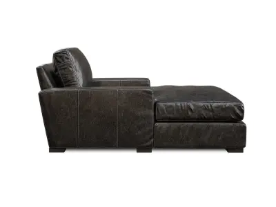 Maxwell Black Leather Chaise 3D model