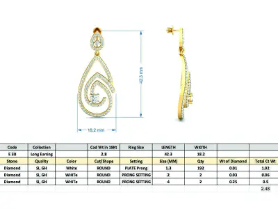 Women Earring 3DM STL OBJ FBX Render Details 3D print model shop