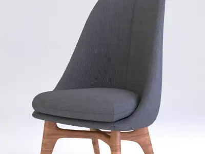 Armchair lounge chair with wooden legs 3D model