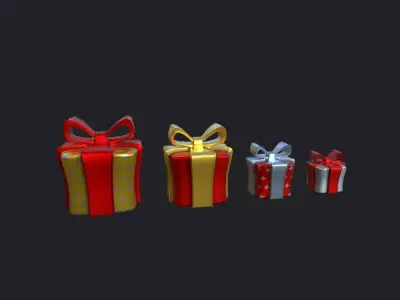 Gifts christmas gift boxes Low-poly 3D model