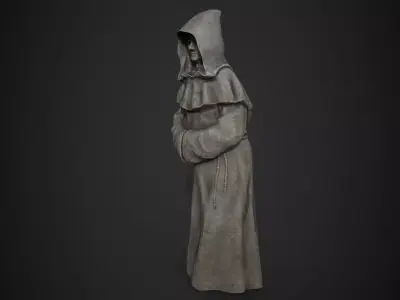 Monk Statue Low-poly 3D model