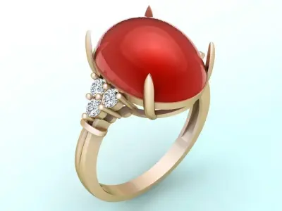 Gemstone Rings - Oval stone ring - Womens Rings 3D print model