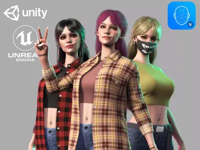 Streetwear Girl 3-6 - Casual Wear Girls Pack 2 Game-Ready Low-poly 3D model