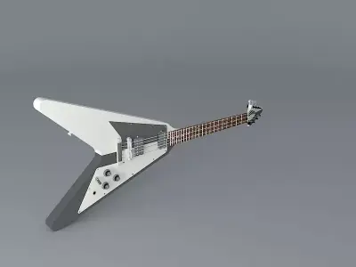 Michael Schenker's Black and white flying V guitar Free 3D model