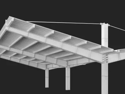 Modern metal carport 4 outdoor canopy shelter 3D model