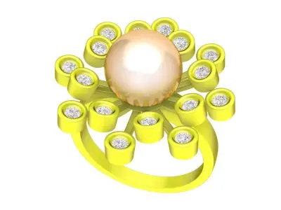 5209 luxury diamond pearl ring 3D print model