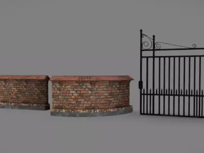Brick Fences Low-poly 3D model