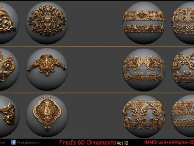Fred ORNAMENT BRUSH Vol 12-IMMBRUSH-3dModels-4kAlpha Low-poly 3D model
