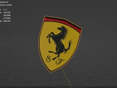 Ferrari 3D Logo Low-poly 3D model