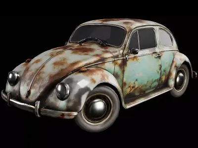 Vintage Compact Coupe Weathered Classic Car Game Ready PBR Low-poly 3D model