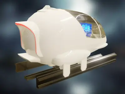 Futuristic Sci-Fi Hyperloop Vehicle-Shuttle-Car-Transportation Low-poly 3D model