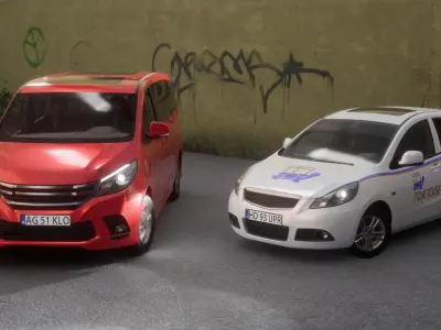 7 Cars Pack Low-poly 3D model