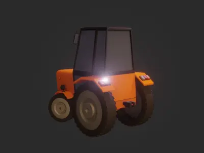 Low Poly Tractor orange Low-poly 3D model
