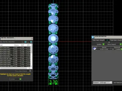 U Shaped Eternity Ring 3 point 3 mm stone size swiss 18 and EU58 3D print model