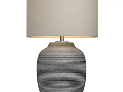 Grey Fluted Nightstand bedside European Ceramic Table Lamp 3D model