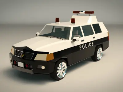 Low Poly Police Van 07 Low-poly 3D model