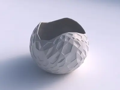 Bowl Spheric wavy with crystal dents 3D print model