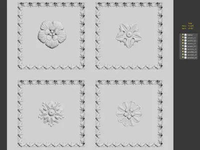 Ceiling moldings - middle and cornice 3D model