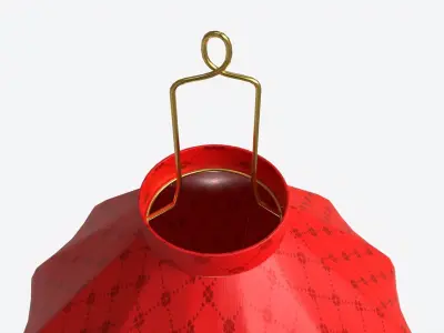 Oriental Traditional Hanging Silk Lantern 01 3D model