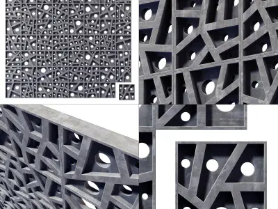 Tile concrete angle line hole n6 3D model