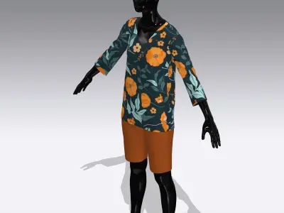 Female Cloth Dress Low-poly 3D model