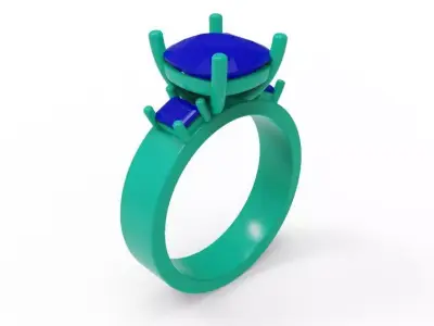 Three stone diamond ring 02 3D print model