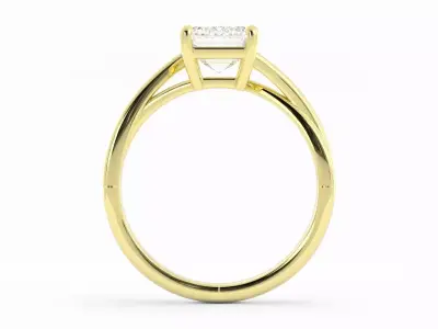 Emerald Cut Solitaire With Twist Band And Rendering 3D print model