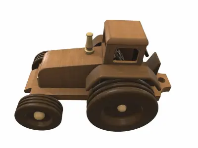 Wooden tractor toy 3 Free 3D model