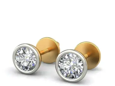 Solitaire Stud Earrings 3Dm STL OBJ FBX Render Details 3D print model