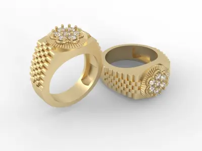 Luxury watch like mens ring 7 stones 3D print model