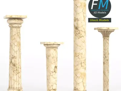 Columns set four marble 3D model