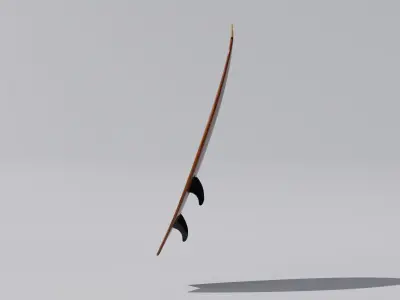 Fishboard Surfboard with 6 Graphic Design Variants Low-poly 3D model