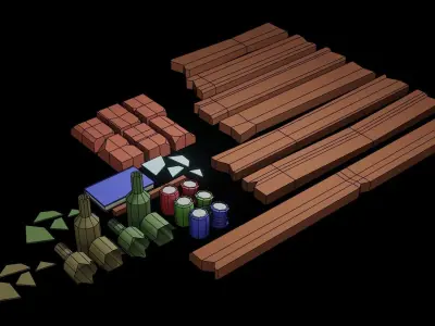 Low Poly Cartoon Trash Pack Free low-poly 3D model