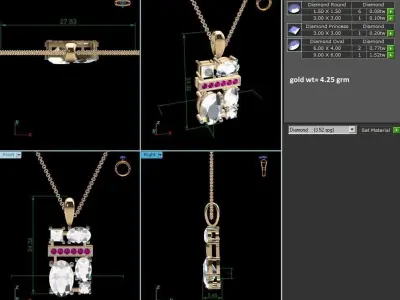 Women Pendant 3DM STL OBJ FBX Render Details 3D print model 2