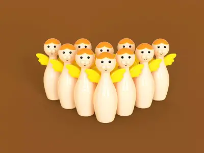 Cartoon Angel Bowling And Ball Bowling  Low-poly 3D model