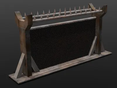 Iron Fence 3D Model Low-poly 3D model