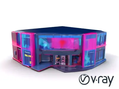 Neon Commercial Center Architecture model pack Low-poly 3D model