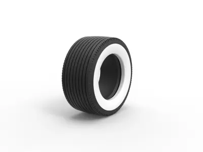 Super single semi Whitewall tire Version 2 Scale 1 to 25 3D print model