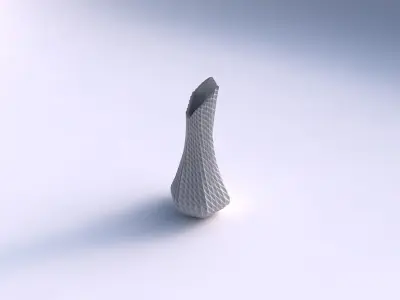 Vase top bent hexagon 2 with bent extruded pattern 3D print model