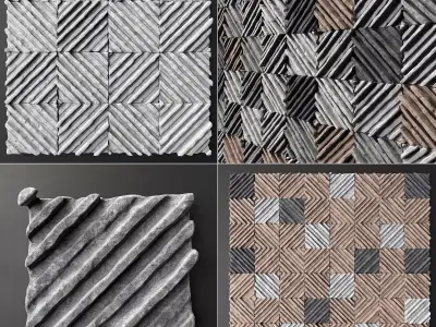 Panel Old concrete angle line n5 3D model