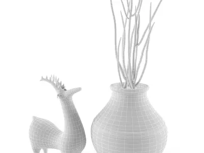 vase-deer-pottery deer in vase 3D model