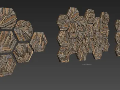 Hexagon panel branch splinter n1 3D model