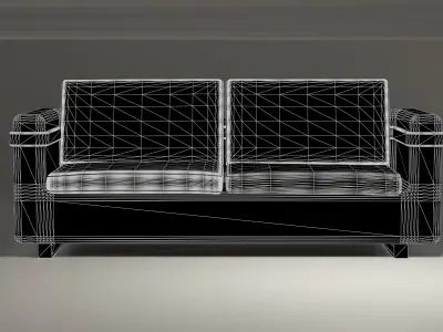 Black Leather Sofa 3D model